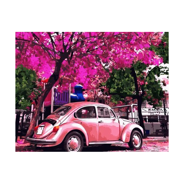 

Картина по номерам ",Розовый Volkswagen Beetle", VA-1975