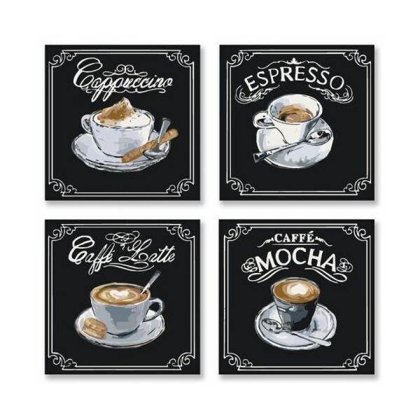 

Картина по номерам ",Полиптих: Вкусный кофе", KNP001