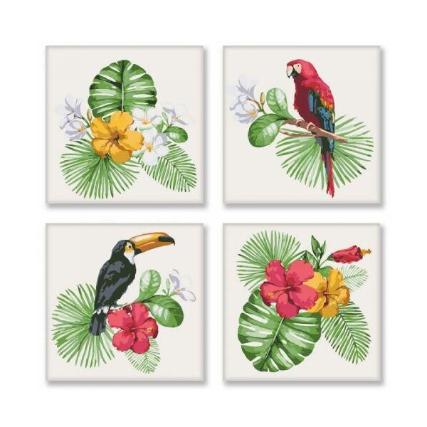 

Картина по номерам ",Полиптих: Тропическое разнообразие", KNP007