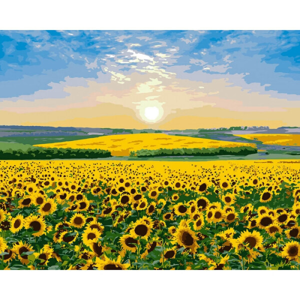 

Картина по номерам.Подсолнуховый рай 40*50см KHO2282