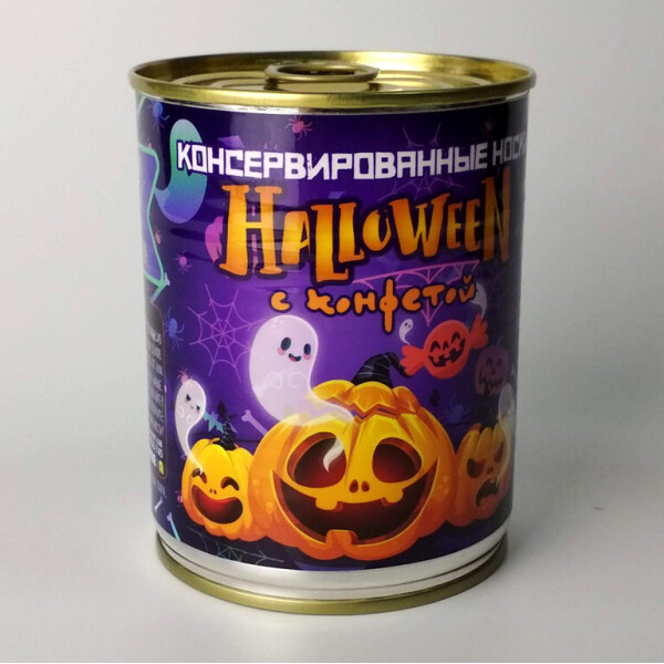 

Консервированные носки с конфетой на Halloween Женские - подарок на Хелоуин друзьям