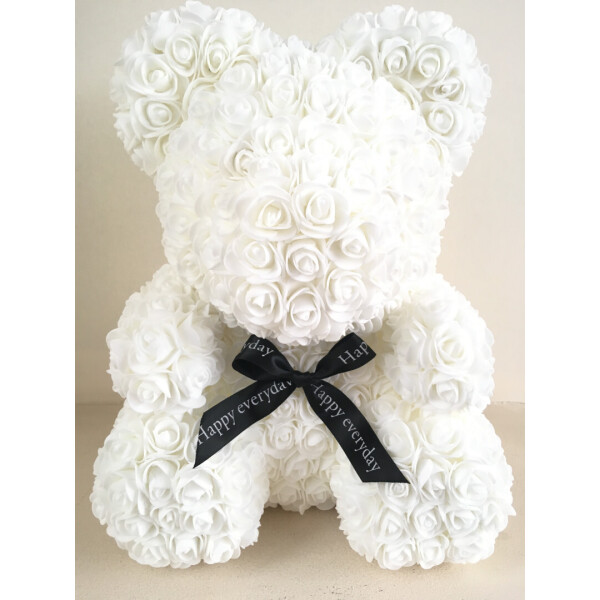 

Мишка из 3d роз Happy Teddy 40 см белый в подарочной коробке