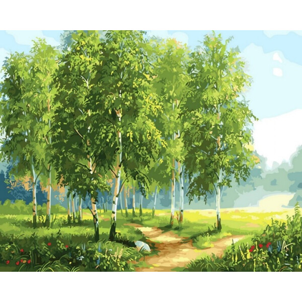 

Картина по номерам. Rainbow Art Зелёные берёзы GX29340-RA