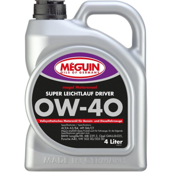 

Моторное масло Meguin SUPER LEICHTLAUF DRIVER0W-40 4л
