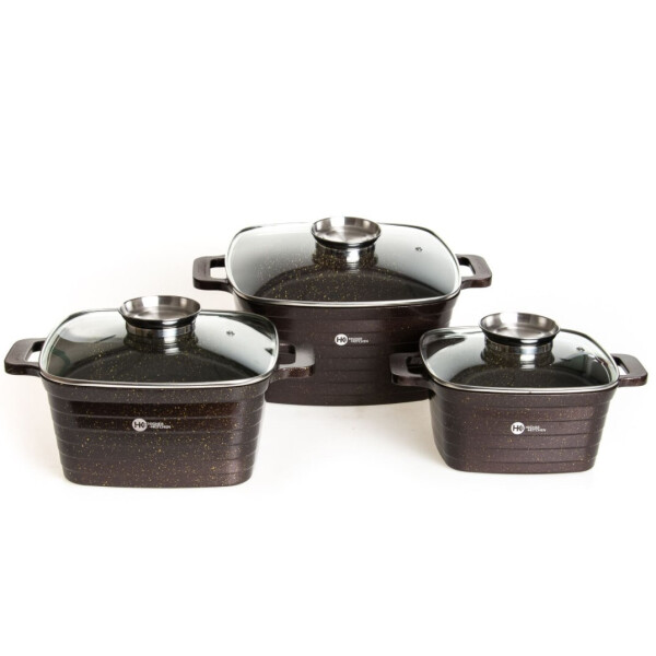 

Набор кастрюль (казанов) HIGHER KITCHEN HK-301 гранит квардрат 3 шт