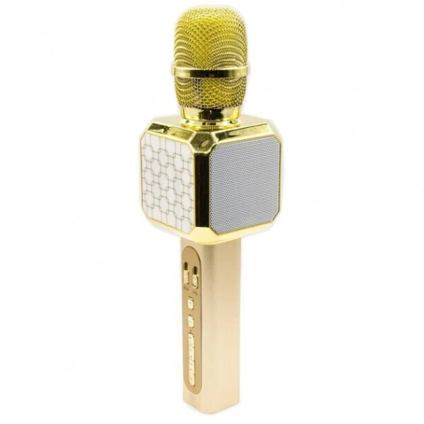 Акция на Беспроводной микрофон караоке Magic Karaoke YS-05-G Pro Bluetooth до 10м колонка с модулятором голоса функция создания фонограммы, эффект эхо динамики 2 х 3Вт с прочным металлическим корпусом (Gold) от Allo UA