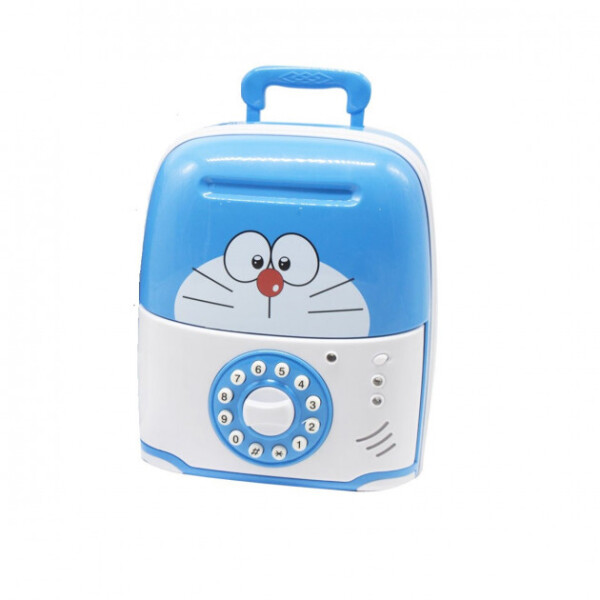 

Музыкальный Кот копилка чемоданчик детский Saving Box 6688-5D Сейф с кодовым замком Синий с белым
