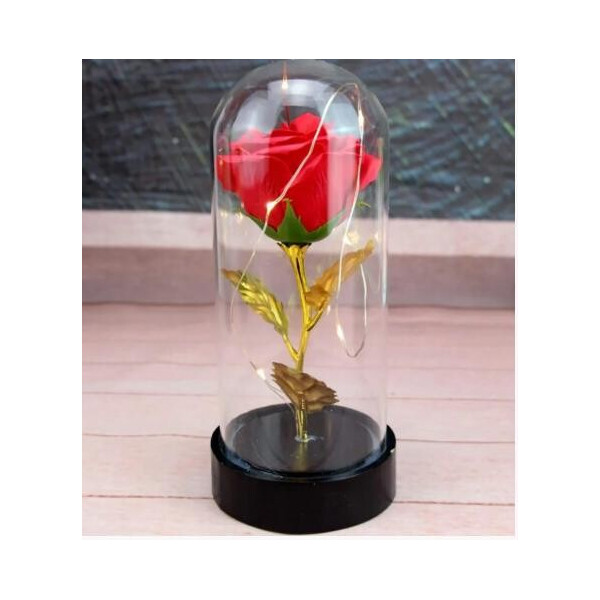 

Роза в колбе с LED маленькая красная №54