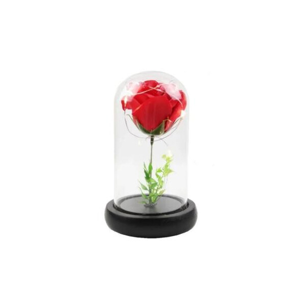 

Роза в колбе с LED подсветкой 16 см красная