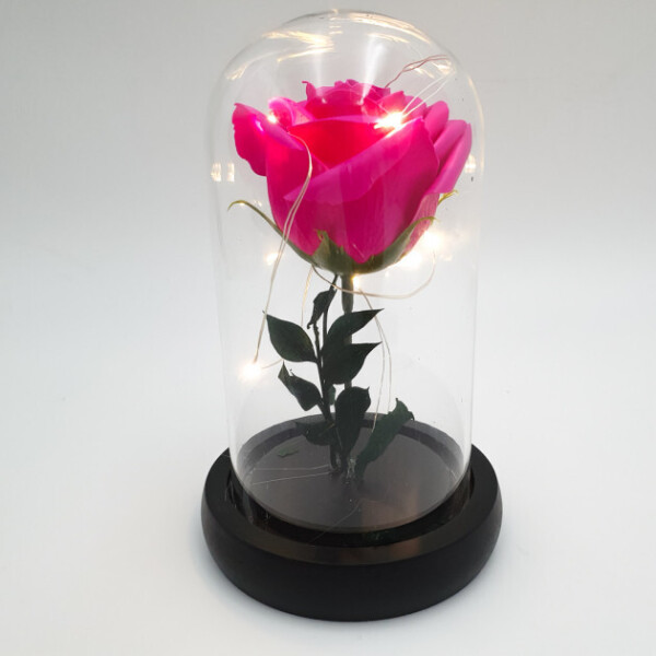 

Роза в колбе с LED подсветкой романтический подарок ночник 16 см розовая