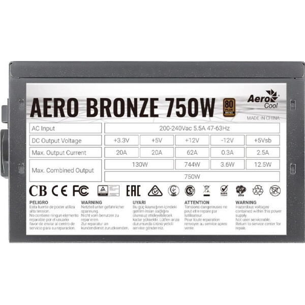 

Блок питания AeroCool 750W AERO BRONZE (AERO BRONZE 750W)