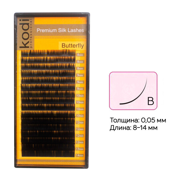 

Ресницы Kodi B 0,05 16 рядов: 8-14 мм, черный (20032319) (0059996)