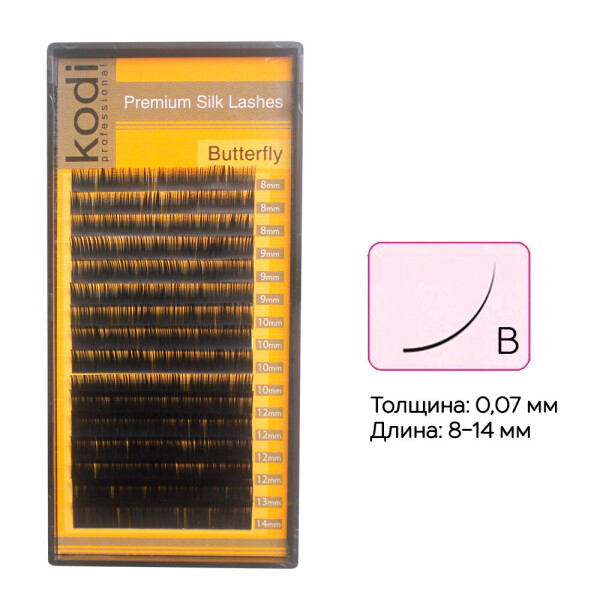 

Ресницы Kodi B 0,07 16 рядов: 8-14 мм, черный (20032371) (0054286)