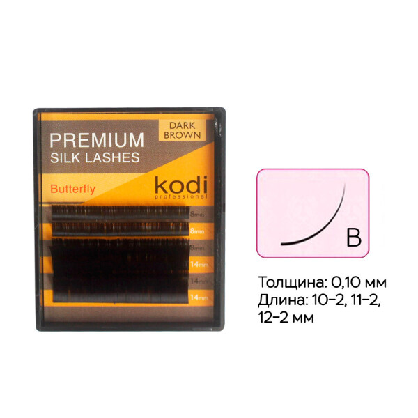 

Ресницы Kodi B 0,10 6 рядов 10-2, 11-2, 12-2 мм, темно-коричневый (20033729) (0051509)