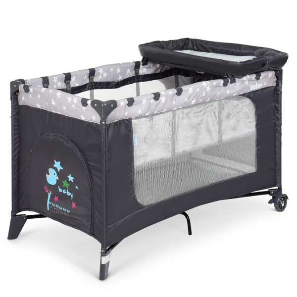 

Манеж-кровать El Camino ME 1054 SAFE PLUS Stars Gray с пеленальнім столиком