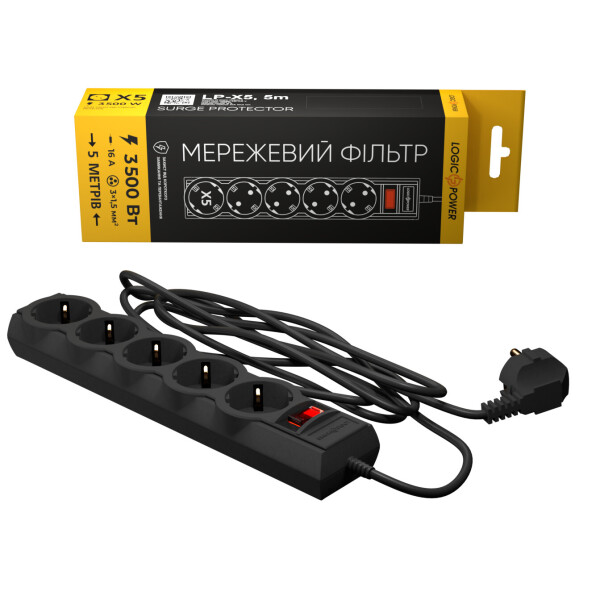 

Сетевой фильтр LP-X5, 5 m Black