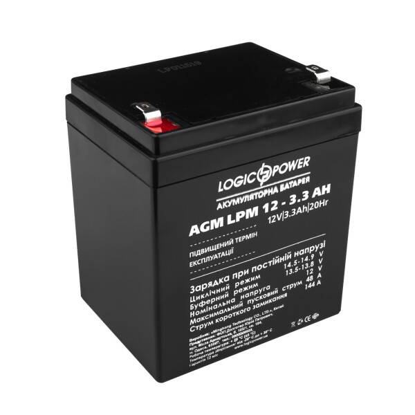 

Аккумулятор кислотный AGM LogicPower LPM 12 - 3,3 AH