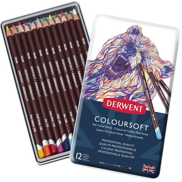 

Набор цветных карандашей Coloursoft 12шт. мет. коробка, Derwent (701026)