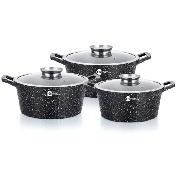 

Набор кастрюль Higher Kitchen ( 3 шт) HK-302 гранит круглый, с мраморным покрытием