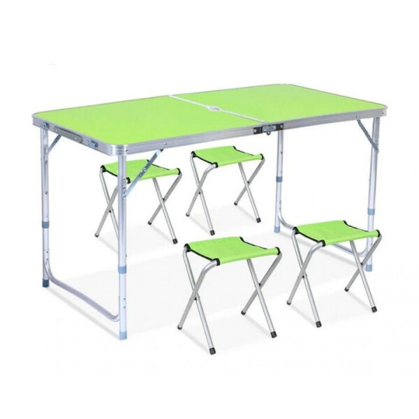 

Раскладной стол чемодан Folding Table для пикника со стульями 120х60х70/55 Зеленый