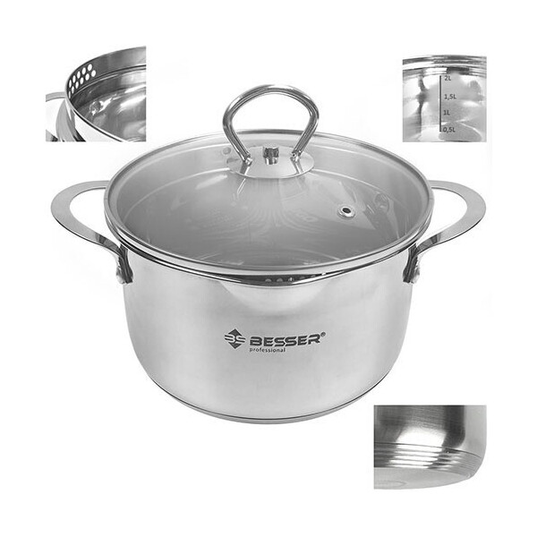 

Кастрюля Besser Largo со стеклянной крышкой 17 см 1.9 л (10269)