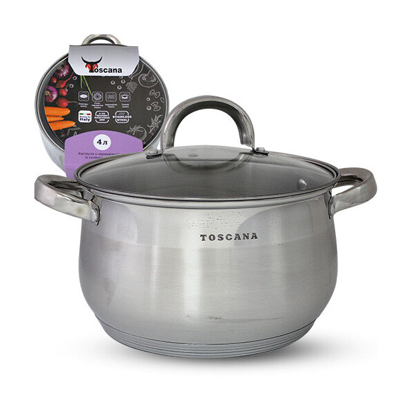 

Кастрюля нержавеющая Toscana с крышкой 4 л Steel (949-2)