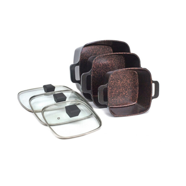 

Набор кастрюль (казанов) HIGHER KITCHEN (3 шт) HK-301 гранит квардрат