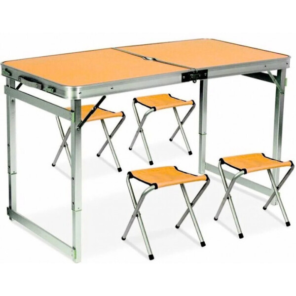 

Раскладной стол чемодан Folding Table Усиленный для пикника со стульями Оранжевый