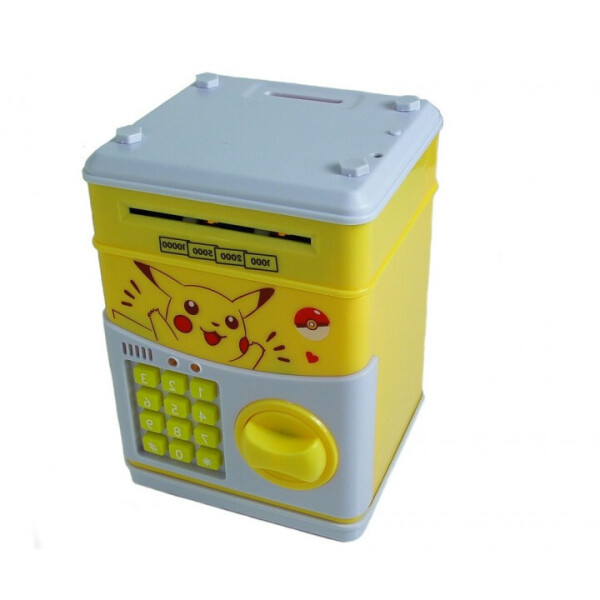 

Детский Игрушечный сейф Копилка Cartoon Saving Box с электронным кодовым замком Пикачу + батарейки
