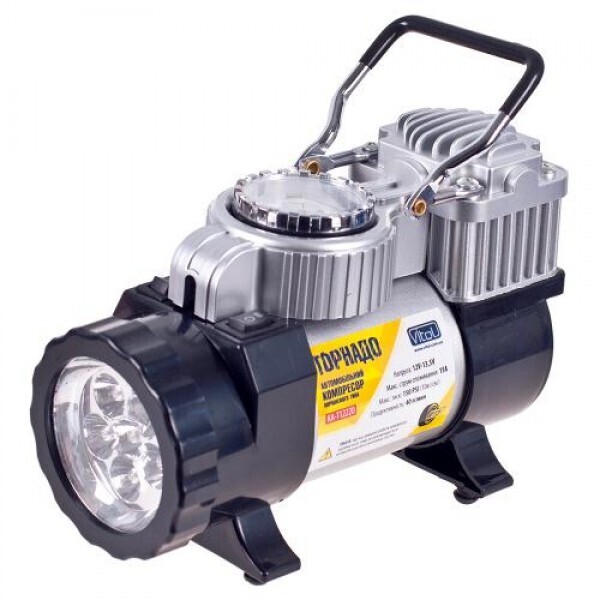 

Компрессор "Торнадо" КА-Т12220 150psi/15Amp/40л/прикур.+переходник/фонарь/Автостоп (КА-Т12220)