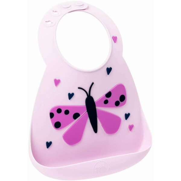 

Силиконовый нагрудник Make My Day Baby Bib hurts in a flutter розовый (BB130)