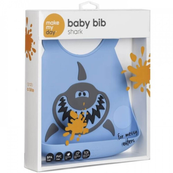 

Силиконовый нагрудник Make My Day Baby Bib shark голубой (BB118)