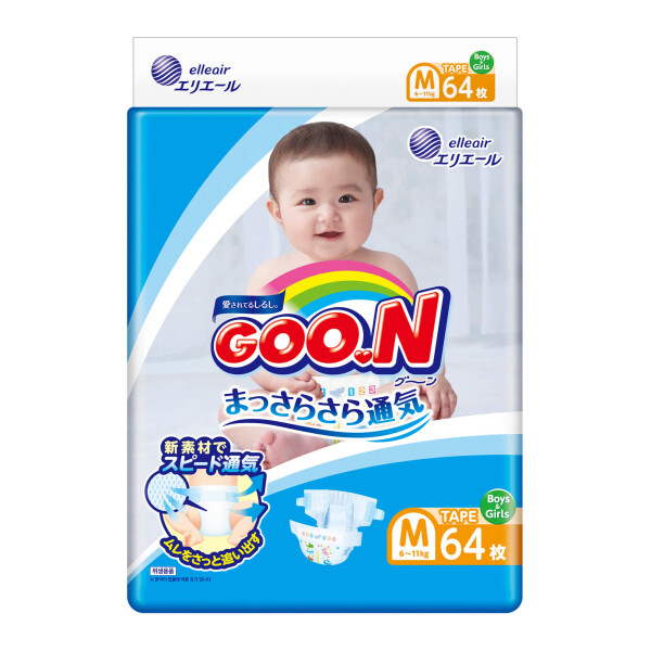

Подгузники GOO.N для детей 6-11 кг, (размер M, унисекс, 64 шт) (4902011856224) (843154)
