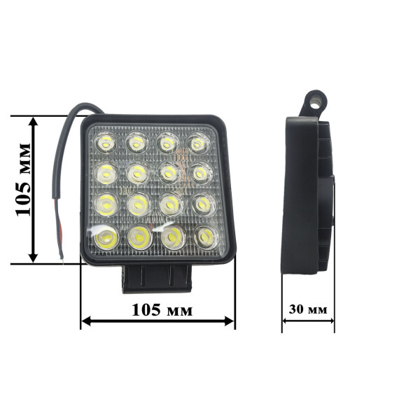 

LED фара на 16 диодов! Светодиодная фары 19T - 48W / F. Пр-во Корея LED-205-28