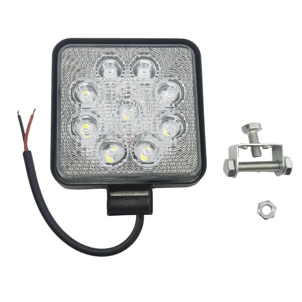 

LED фара БЛИЖНЕГО света квадратная. Светодиодная фара на 9 диодов. 06T-27W/25/F. Пр-во Корея