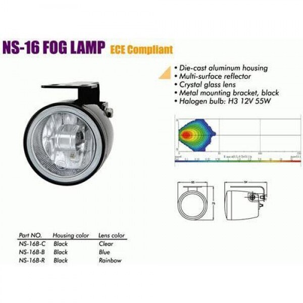 

Фары дополнительные NS-16 B-C H3/12 В/55W/D=65mm (NS-16 B-C)