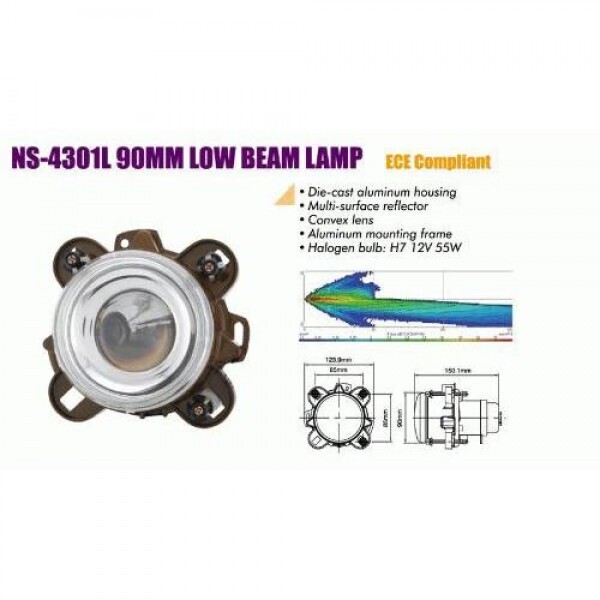 

Фары дополнительные NS-4301L H7/12 В/55W/модуль/линза 90mm (NS-4301L)