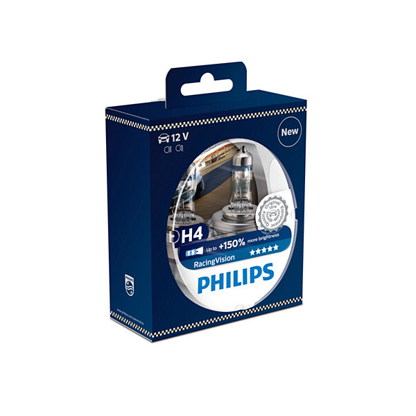 

Авто лампа H4 PHILIPS Сверх Яркая! 60/55W 12V P43T RacingVision +150%