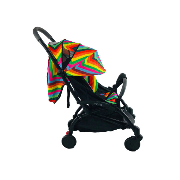 

Коляска Yoya 175 А+ 2021 с Большим дождевиком Желтая с красным Yellow colorful на черной раме