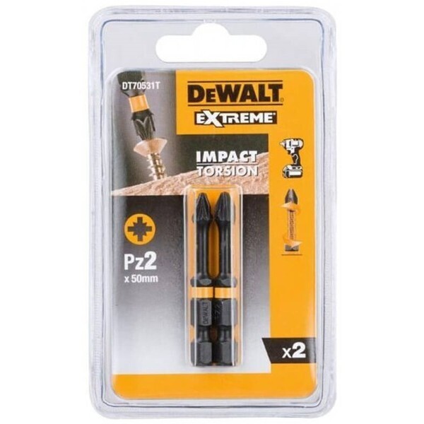 

Биты ударные DEWALT IMPACT TORSION EXTREME Pz2 50 мм 2 шт (DT70531T)