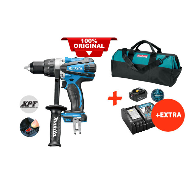 

Аккумуляторная дрель-шуруповерт Makita DDF458Z+акк.18V 5 Ah+быстрозарядное ЗУ+набор бит+сумка (DDF458RTBX)