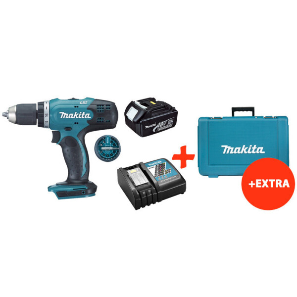 

Аккумуляторная дрель-шуруповерт Makita DDF453Z+акк.18V 3 Ah+быстрозарядное ЗУ+набор бит+кейс (DDF453RFXK)