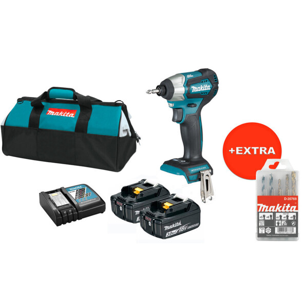 

Аккумуляторный ударный шуруповерт Makita DTD155RFBX + 2 акб 18 V 3 Ah + з/у + сумка + набор сверл (D-20769)