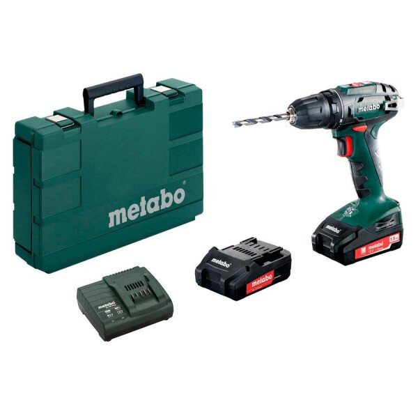 

Аккумуляторный шуруповерт Metabo BS 18 + 2 акб 18 V 1,5 Ah + з/у + кейс (602207550)