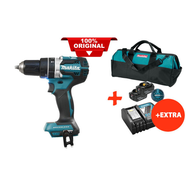 

Аккумуляторный ударный шуруповерт Makita DHP484Z+2 акк.18V 5 Ah+быстрозарядное ЗУ+набор бит+сумка