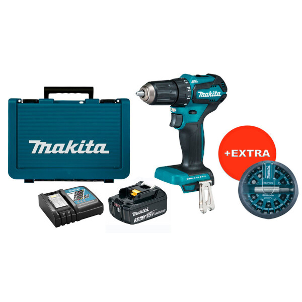 

Аккумуляторная дрель-шуруповерт Makita DDF483RFX + акб 18 V 3 Ah + з/у + кейс + набор бит 28 шт (B-28911)