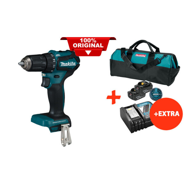

Аккумуляторная дрель-шуруповерт Makita DDF483Z+2 акк.18V 5 Ah+быстрозарядное ЗУ+набор бит+сумка (DDF483RT2BX)
