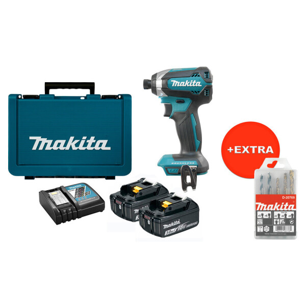 

Аккумуляторный ударный шуруповерт Makita DTD153RFEX + 2 акб 18 V 3 Ah + з/у + кейс + набор сверл (D-20769)