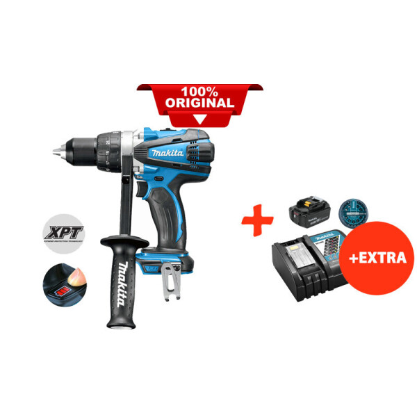 

Аккумуляторная дрель-шуруповерт Makita DDF458Z+акк.18V 5 Ah+быстрозарядное ЗУ+набор бит (DDF458RTX)