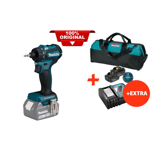 

Аккумуляторный шуруповерт Makita DDF083Z+2 акк.18V 5 Ah+быстрозарядное ЗУ+набор бит+сумка (DDF083RT2BX)